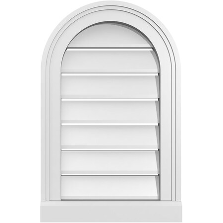 Ekena Millwork Round Top Surface Mount PVC Gable Vent: Functional, w/ 2"W x 2"P Brickmould Sill Frame, 14"W x 22"H GVPRT14X2203SF